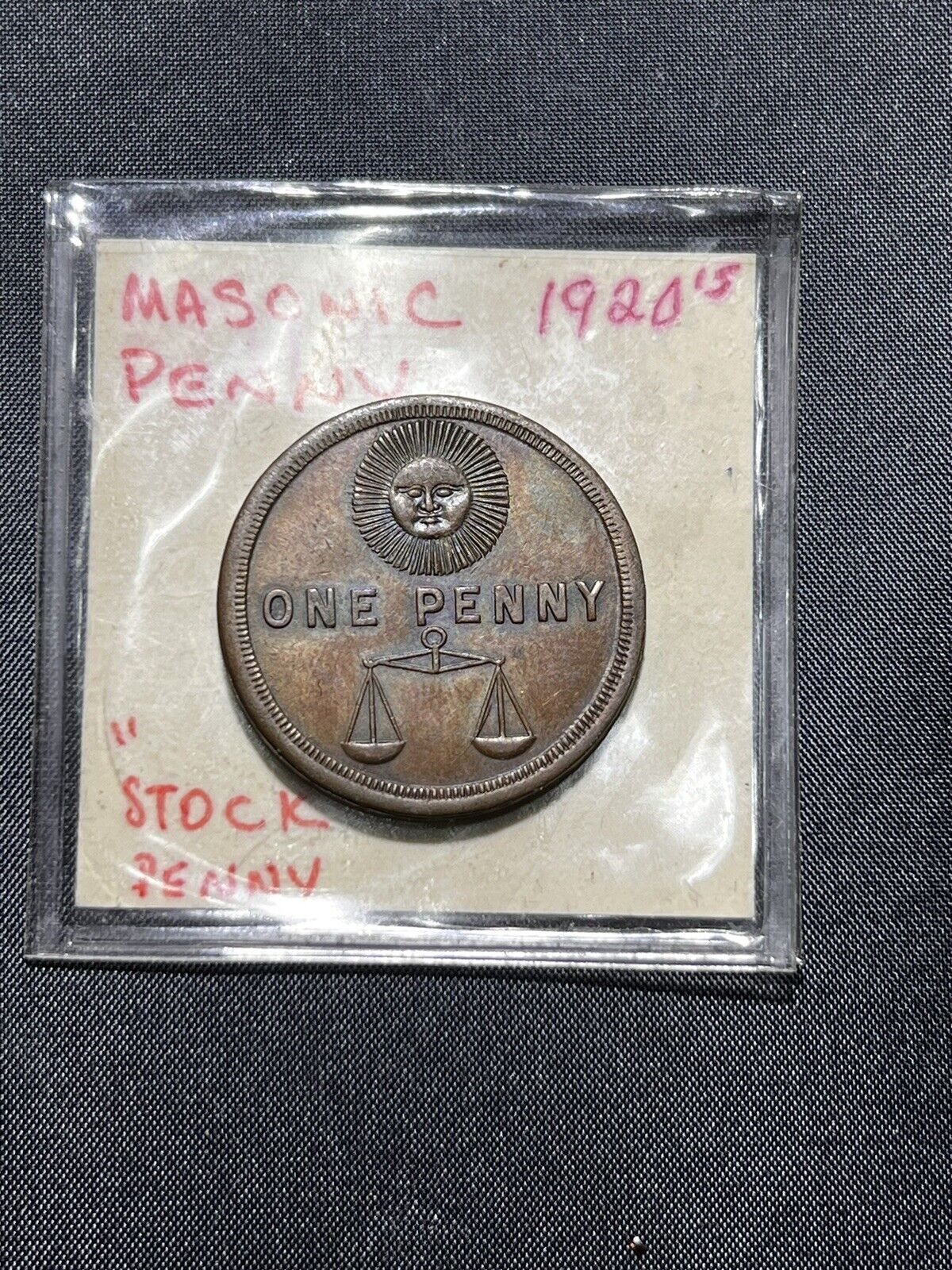 1920’s VINTAGE MASONIC  RAM ONE PENNY  TOKEN COIN