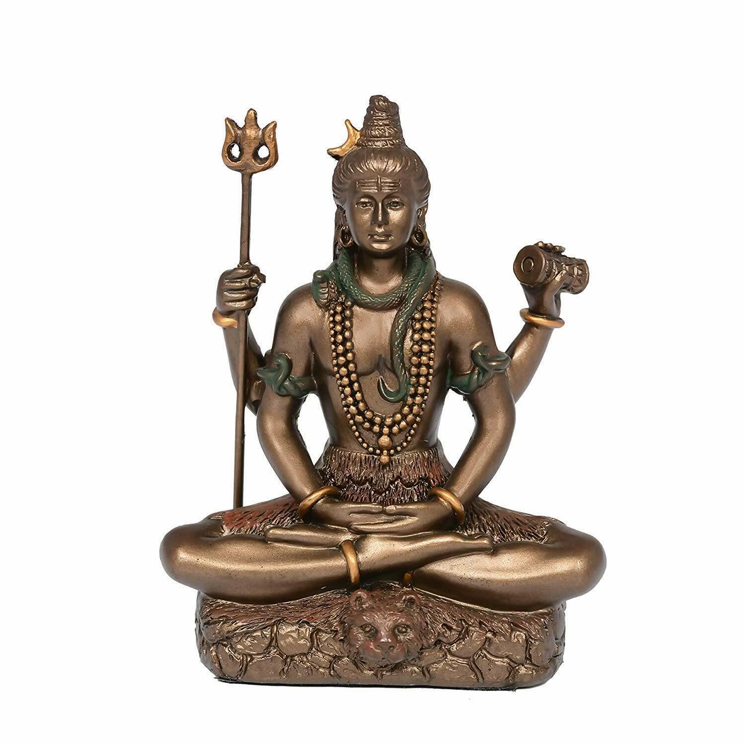 Bronze sitting Lord Shiva Statue for Home/Temple (Size 8x6x3.75 cm, Multicolour)