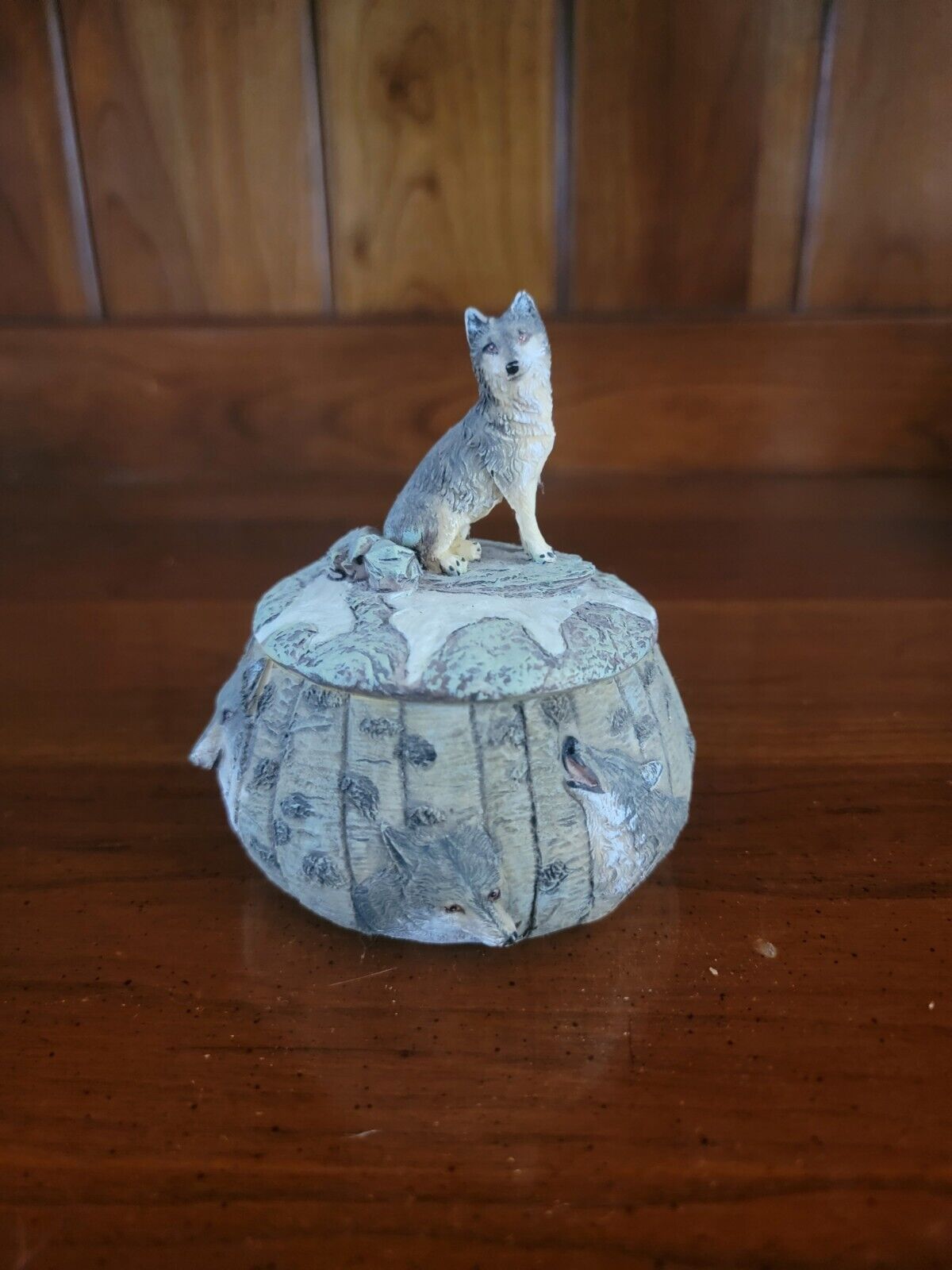 Native American Pottery Jar with Wolf Design