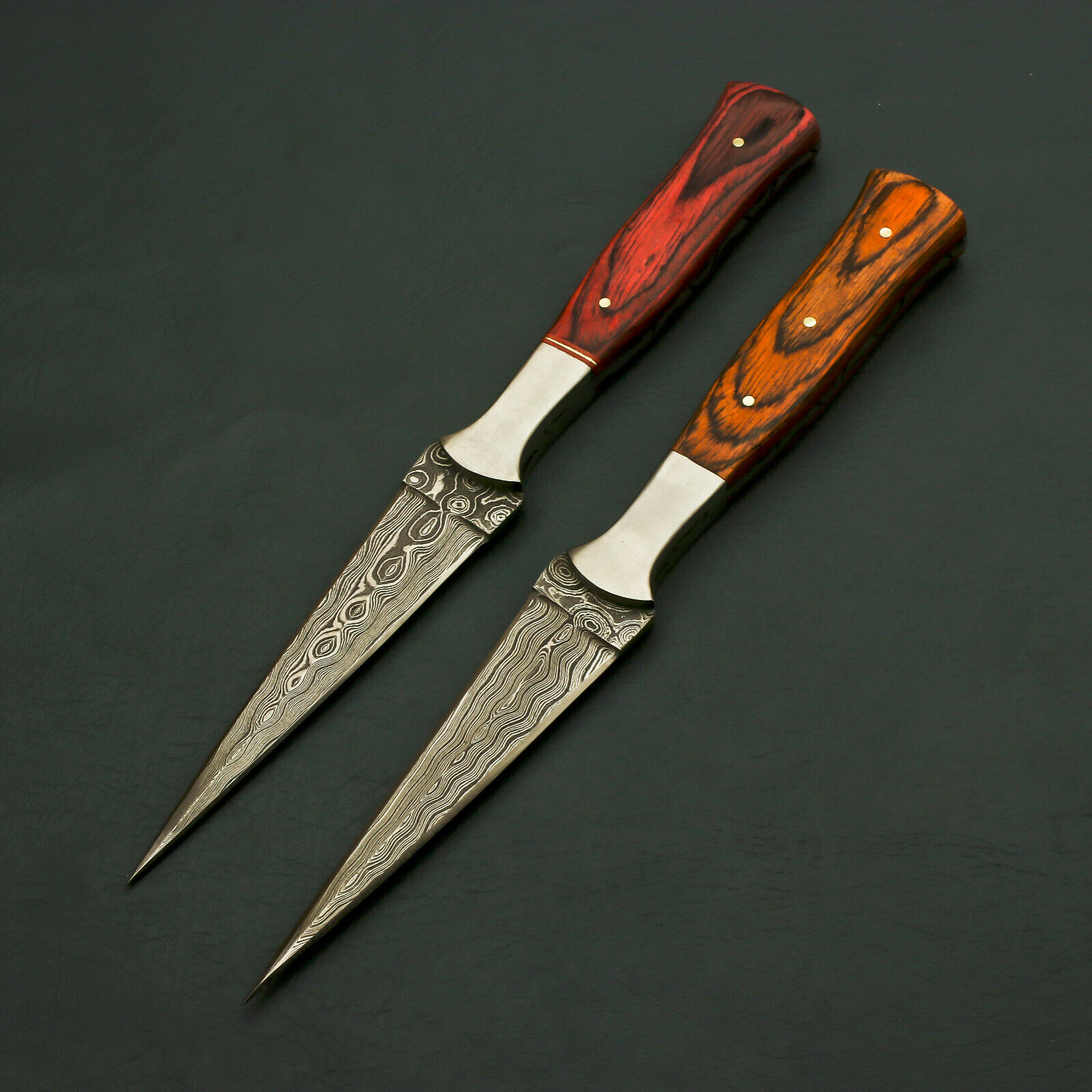 Pack of 2 :Hand-Forged Damascus Steel Double-Edged Hunting knife Perfect for you