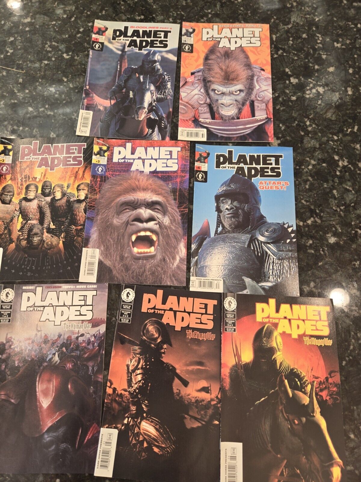 Dark Horse Comic Lot Of 8  Planet Of The Apes Human War 1-3 And 2-6 2001