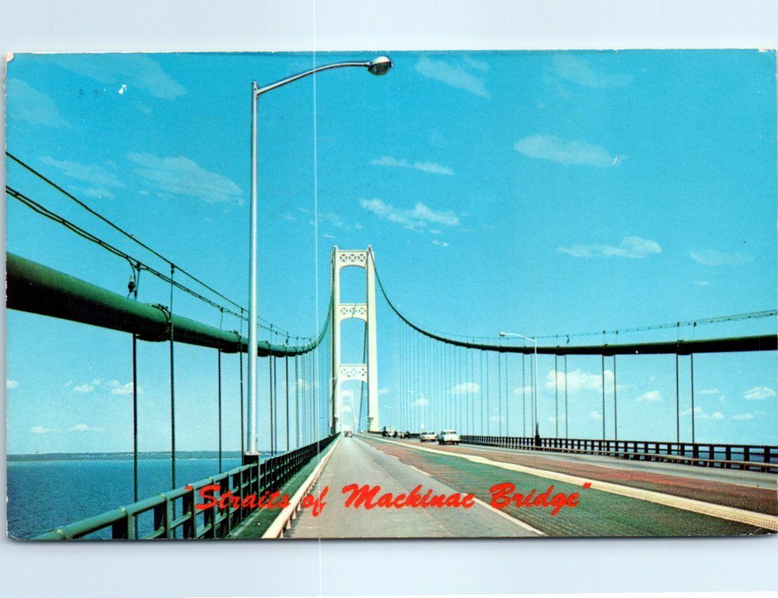 Postcard - Straits of Mackinac Bridge Joining Michigan\'s Peninsula
