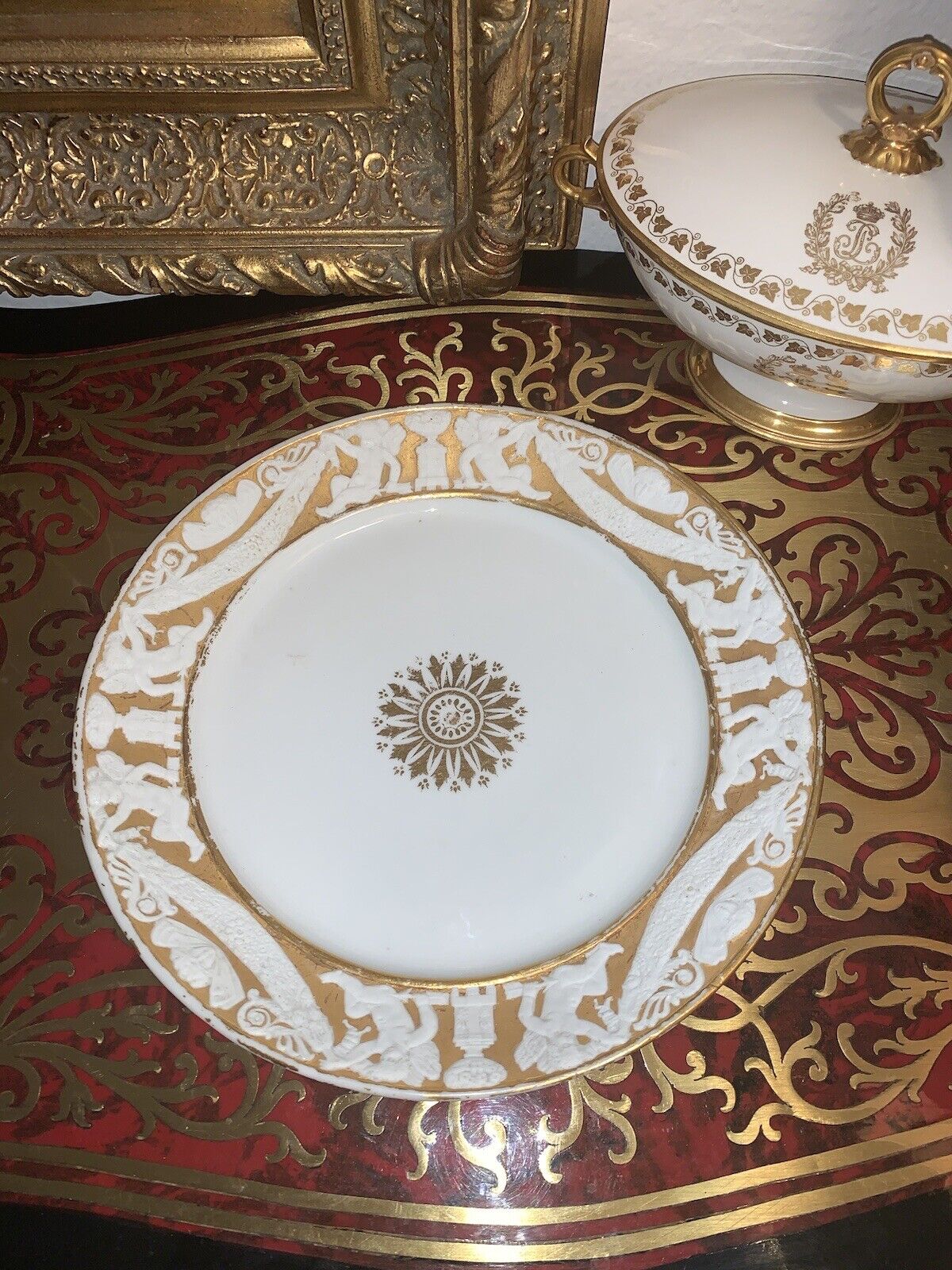 Samson Porcelain copy of M. Imp le de Sevres Gilt & Biscuit Plate 1800’s