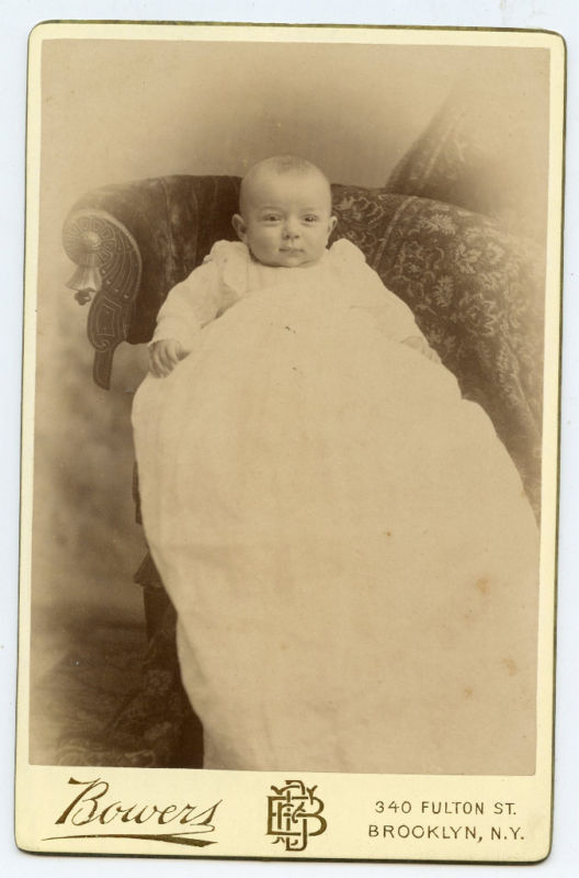 Cabinet Photo-Brooklyn New York-Baby In Long Gown-Bowers Photographer  