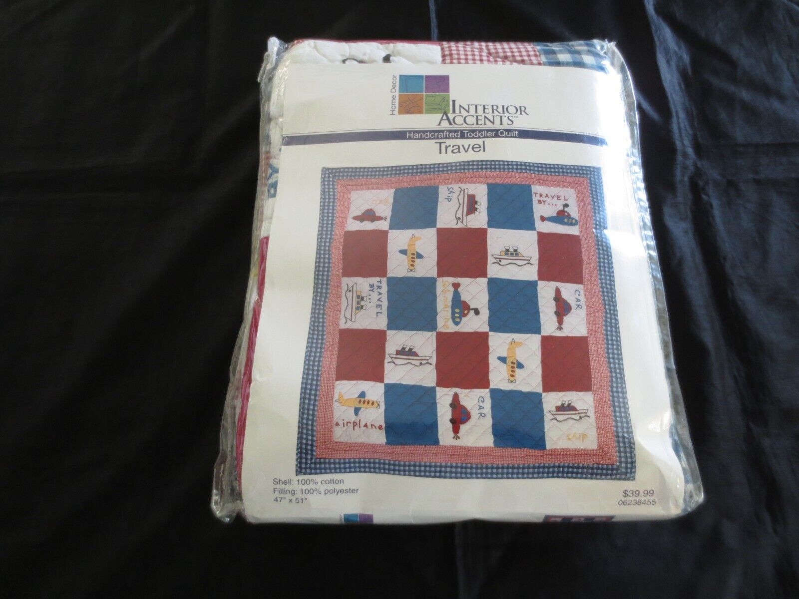 NIP HANDCRAFTED Interior Accents TRAVEL Cotton TODDLER QUILT- 47\