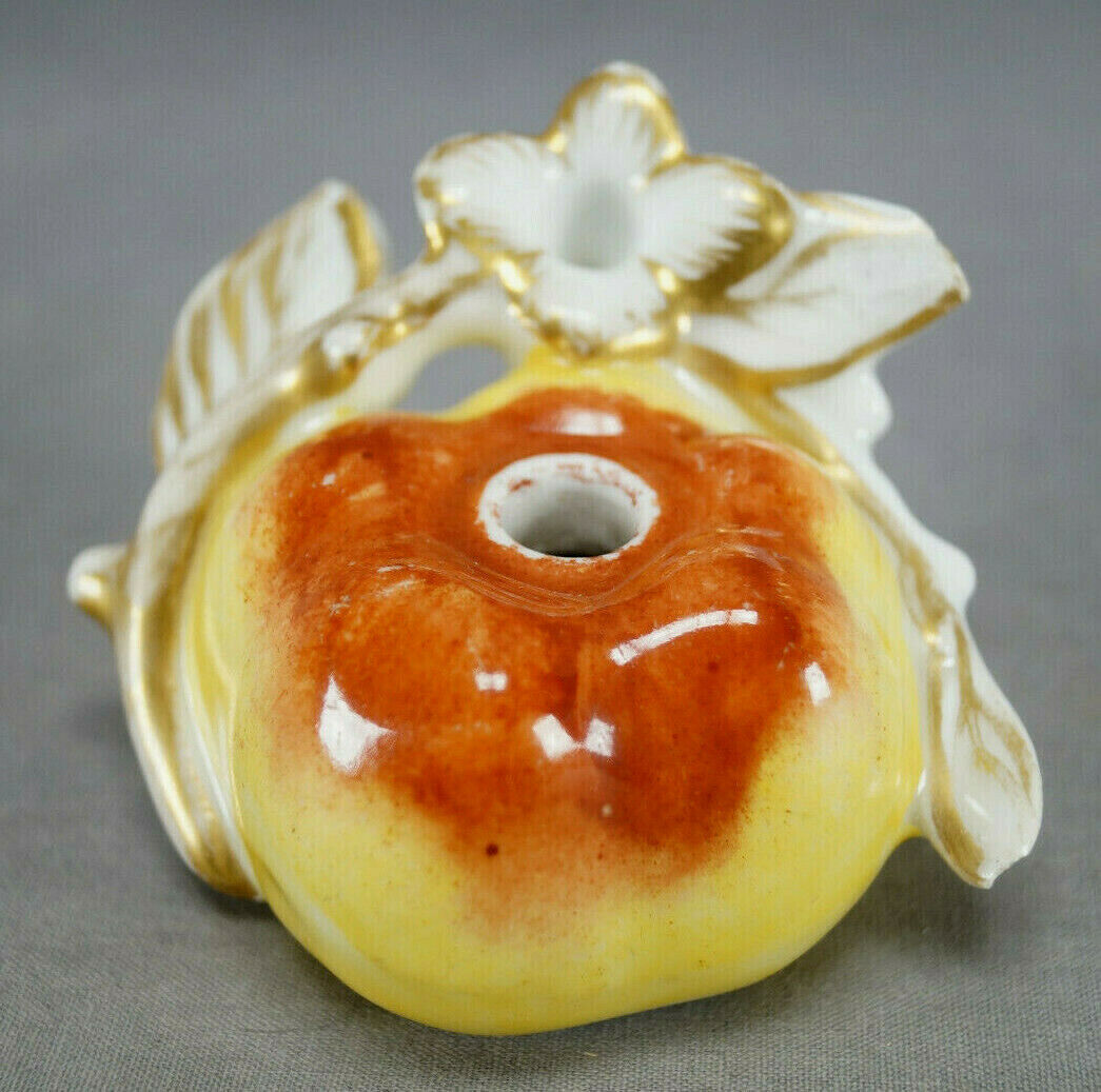 Old Paris Hand Painted Apple & Blossom Rococo Revival Inkwell Circa 1830-1860 B