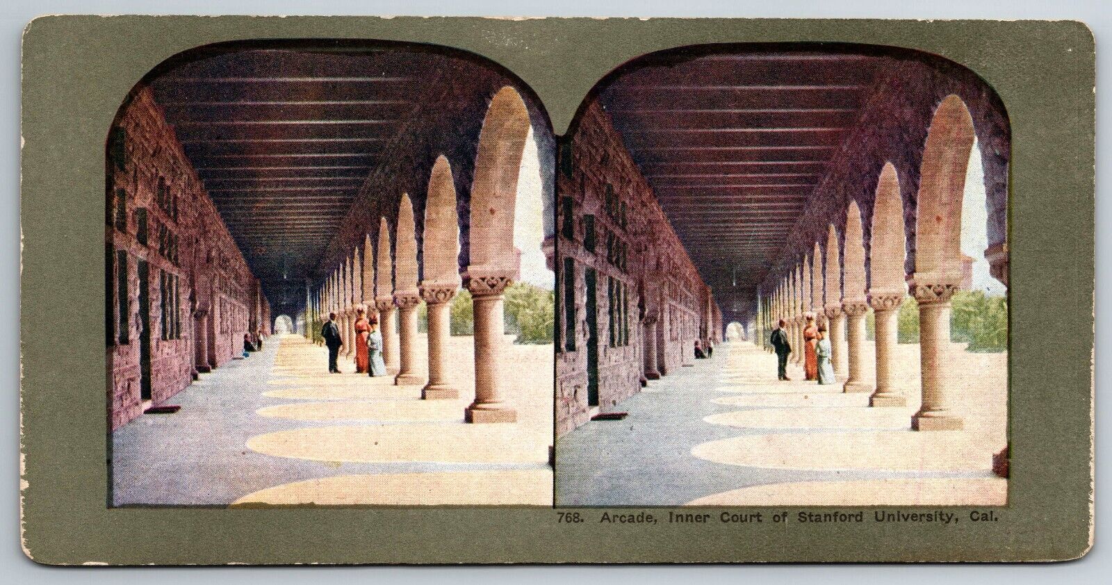 Stanford University Inner Court, Stanford, California Stereoview Card