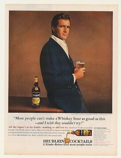 1964 Hugh O\'Brian Heublein Whiskey Sour Photo Ad