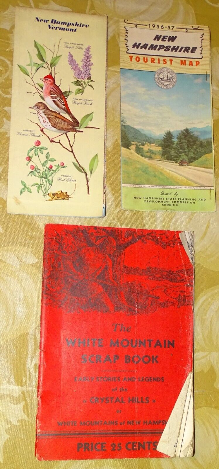 1939 White Mountain Scrap Book (stories) & 1956 New Hampshire Map, etc.