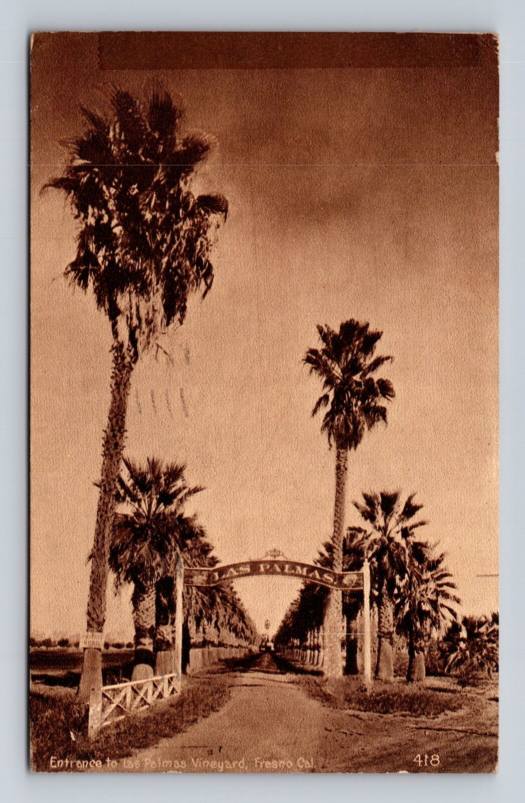 Fresno CA-California, Las Palmas Vineyard Entrance, Vintage c1911 Postcard