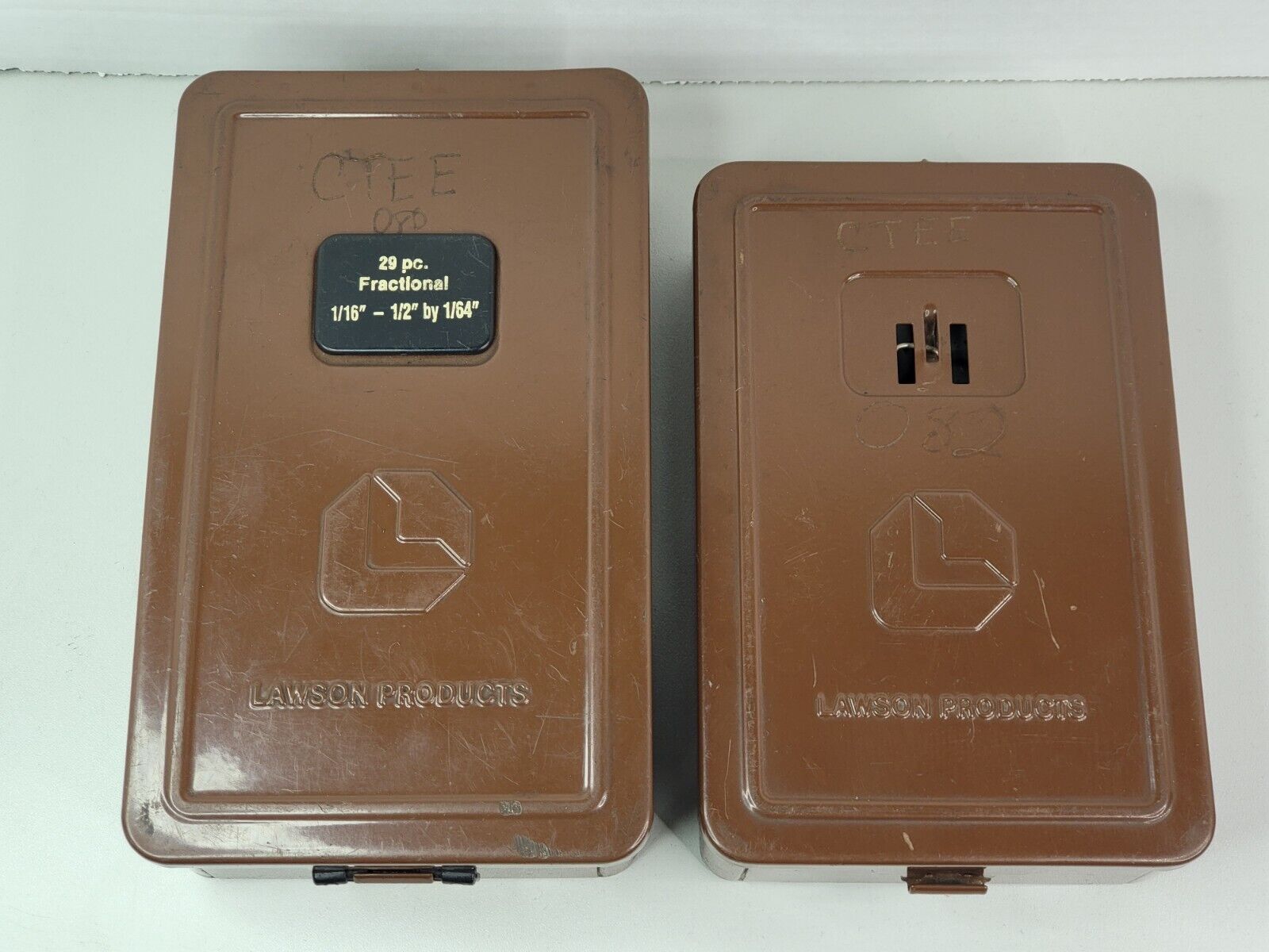 Vintage Lawson Products Drill Bit Case Metal x2