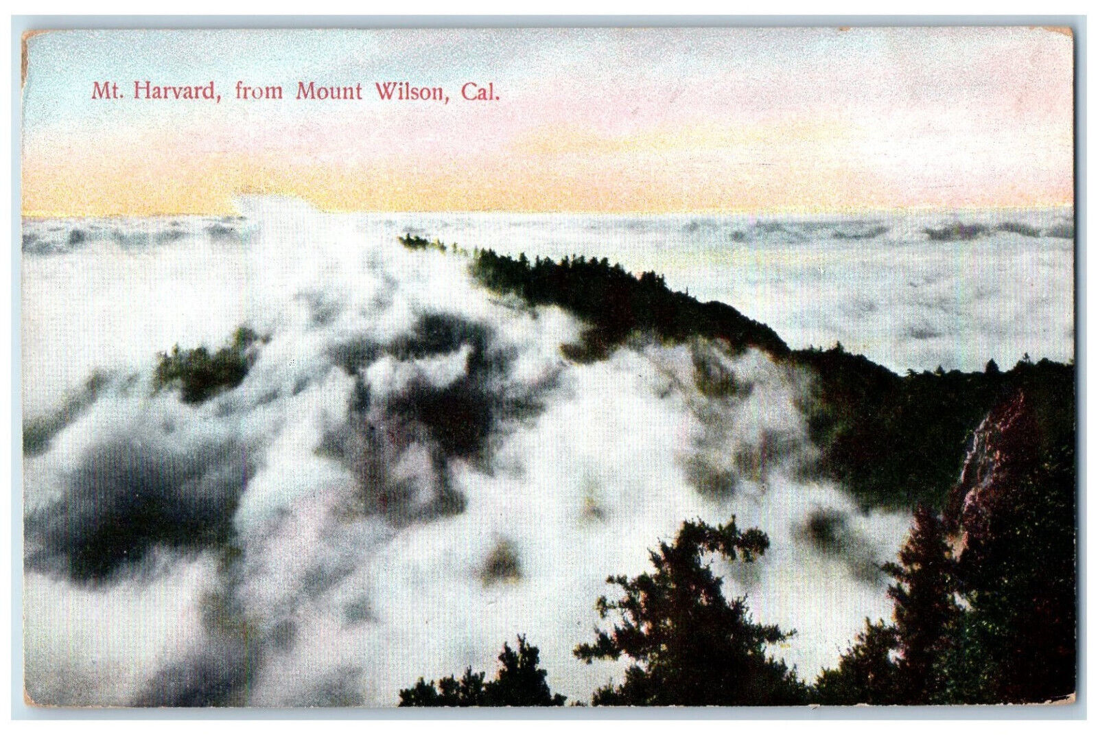 1913 Cloudy Mt. Harvard from Mount Wilson California CA Posted Postcard