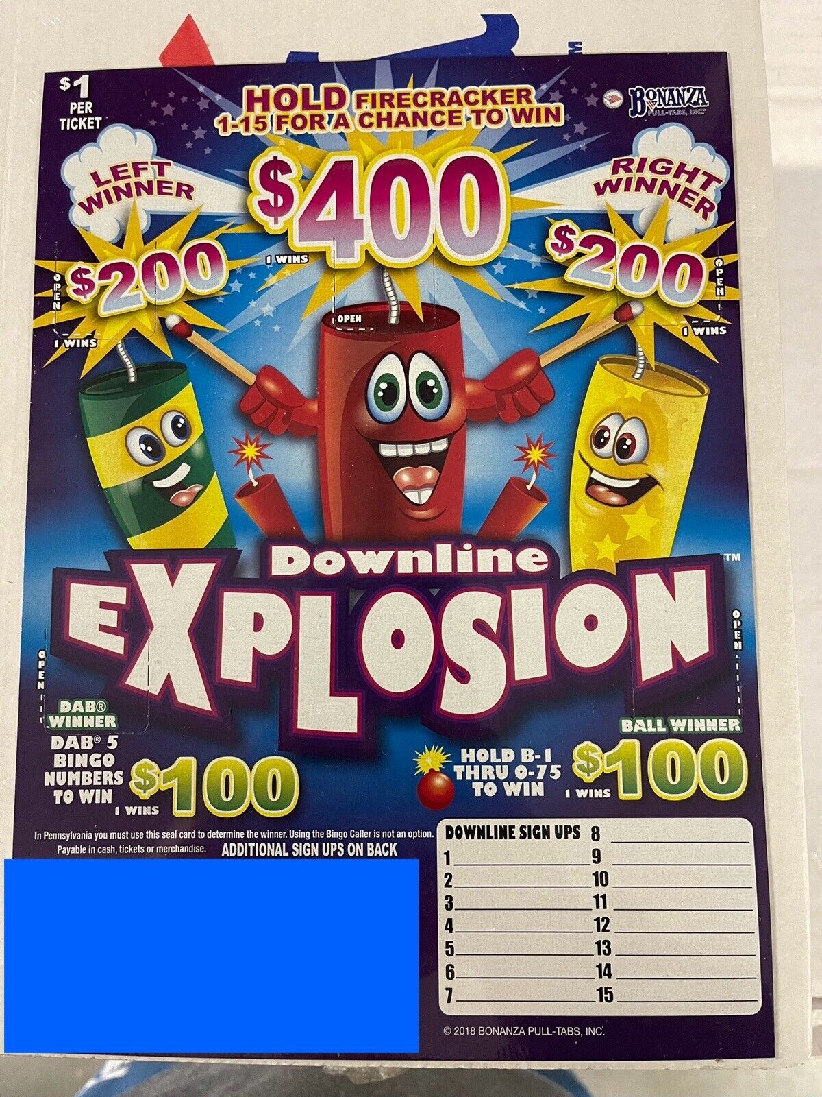 NEW pull tickets Large Downline Explosion Tabs - Seal