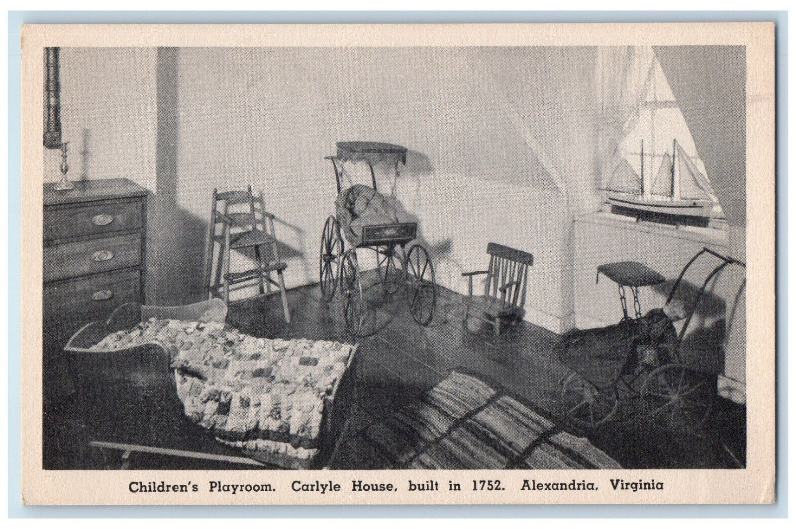 c1940\'s Children\'s Playroom, Baby Carts, Baby Chairs Carlyle House VA Postcard