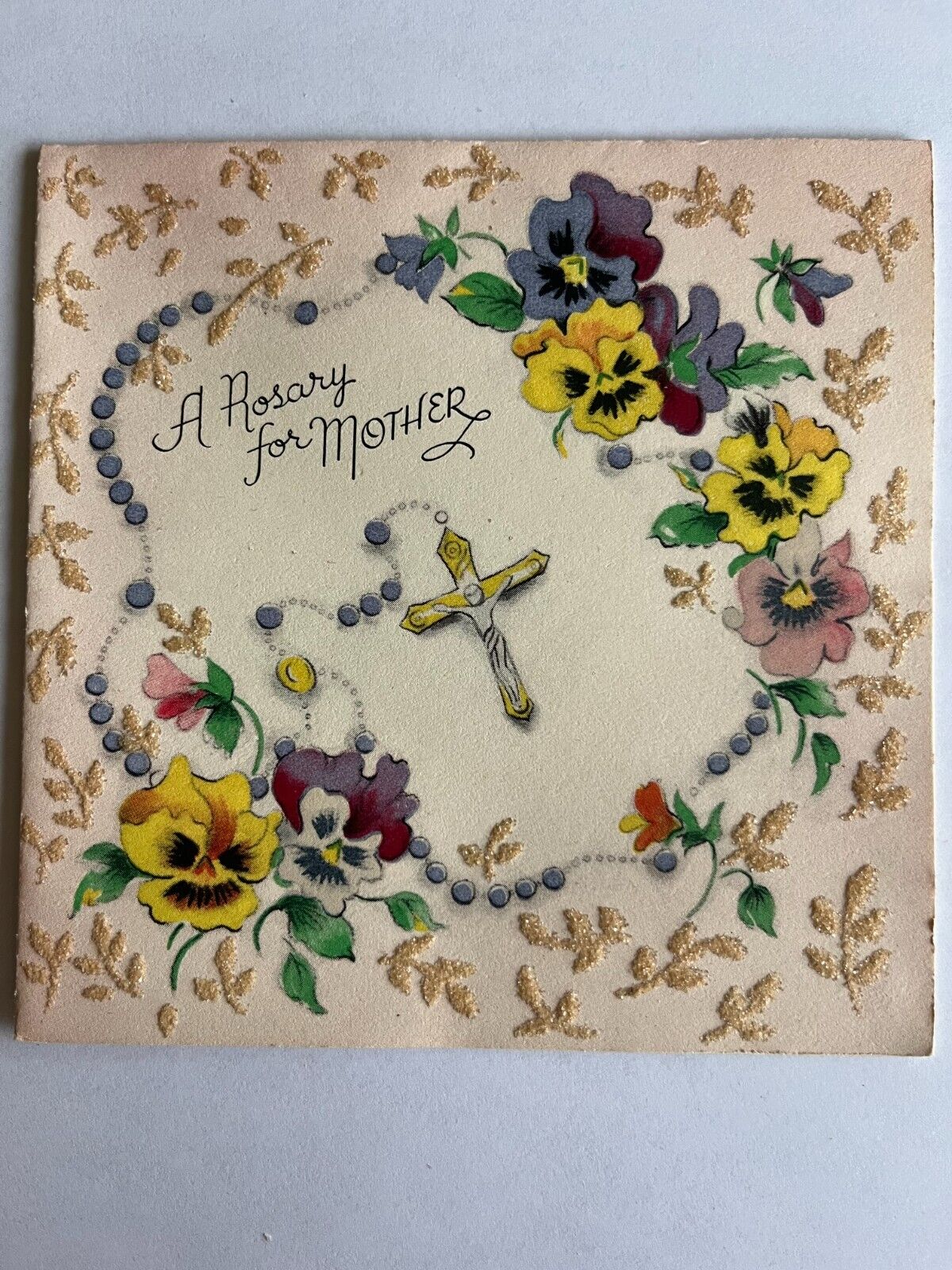 vintage greeting card gibson a rosary for Mother’s Day No Envelope