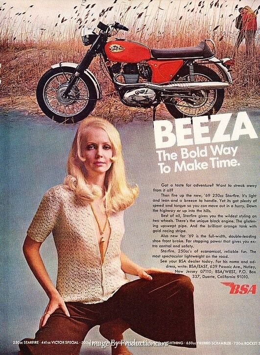 1969 Beeza BSA Starfire 250cc Motorcycle Bike Advertisement Print Art Ad J592
