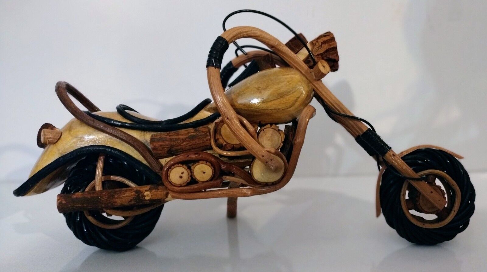 Motorcycle Hand Carved Wooden 13'' Chopper Motorcycle