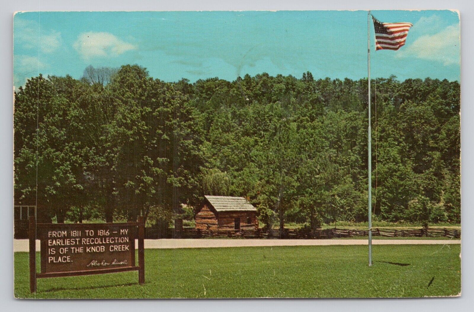 Postcard Abraham Lincoln\'s Boyhood Home Knob Creek Hodgenville Kentucky 1970