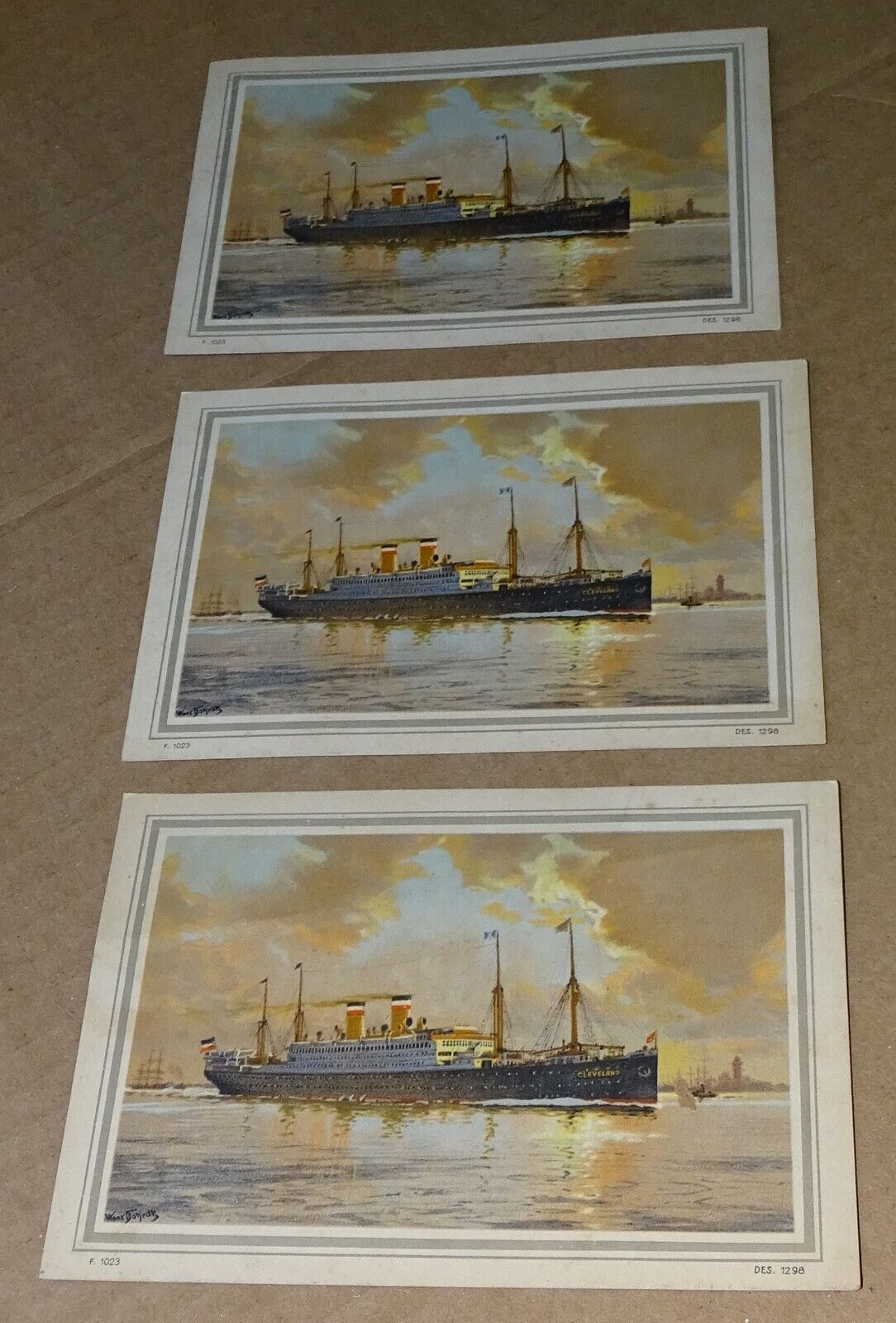 3 old Postcards HAMBURG-AMERIKA (S/S Cleveland, Hamburg America Line)