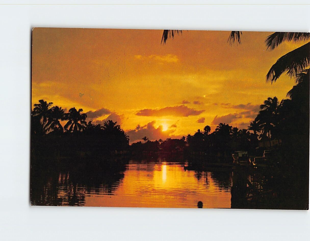 Postcard Colorful Sunset Along the Waterway Florida USA