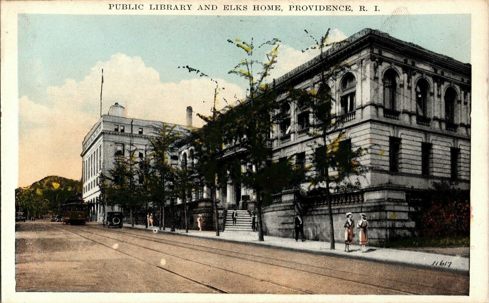 Providence, R.I. Public Library And Elks Home Vintage Postcard Rhode Island