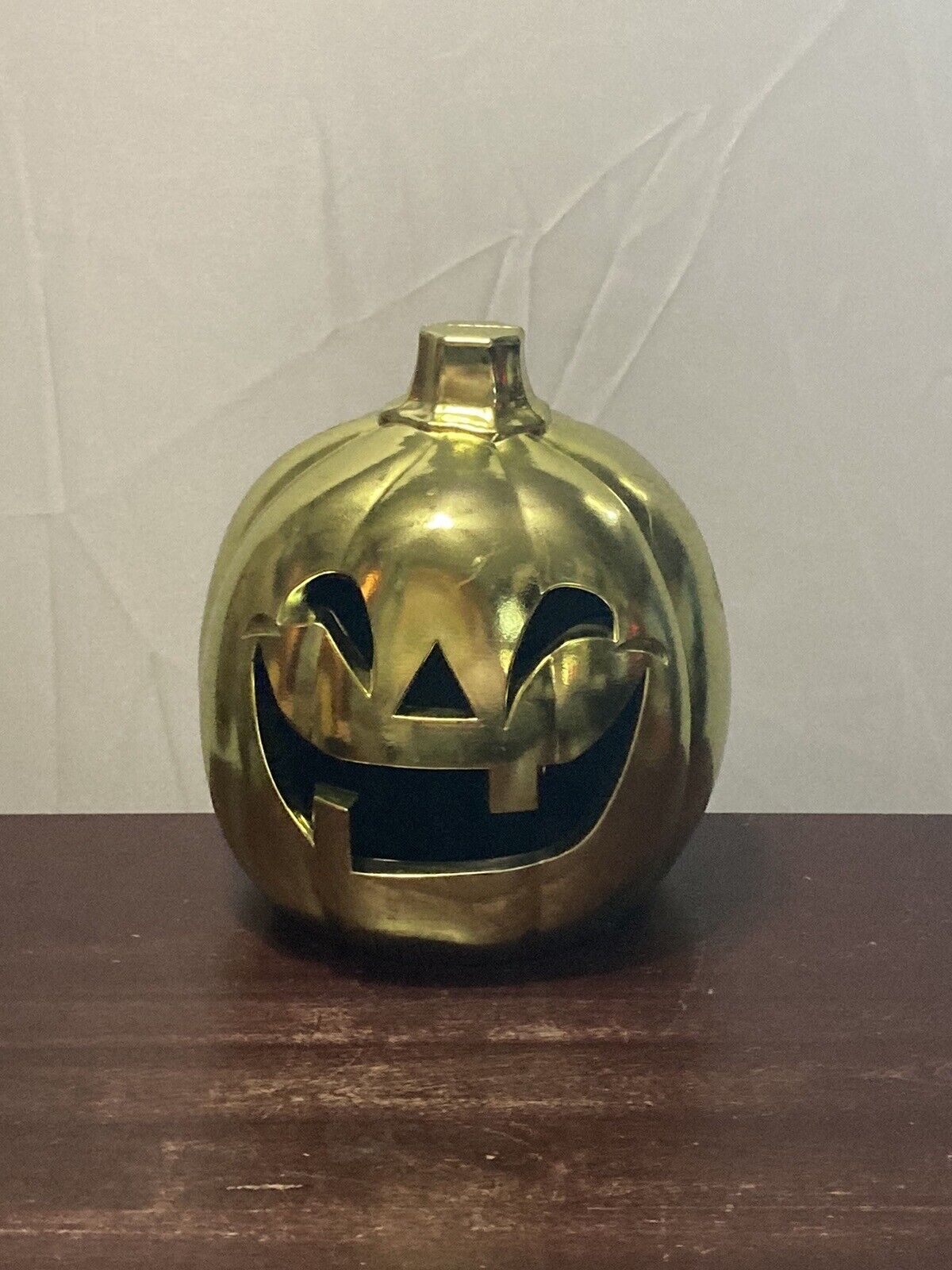 Plastic Blowmold, Gold Golden Happy Face Pumpkin, Halloween Blow Mold