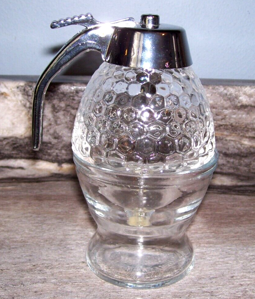 Vintage 2 Piece Glass No Drip Honey Dispenser