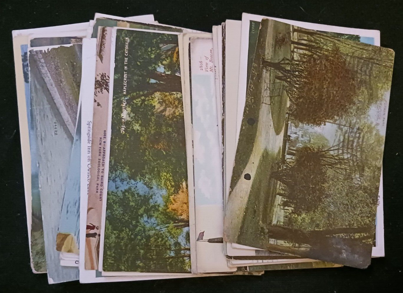 lot 38 vtg postcards UPSTATE New York NYC old linen white border posted unposted