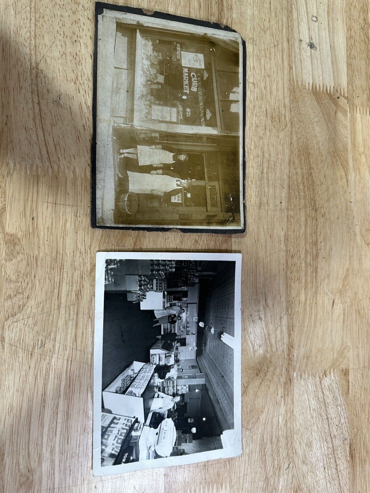 Antique Signed Pair Of Early 1900s Market Business Photos