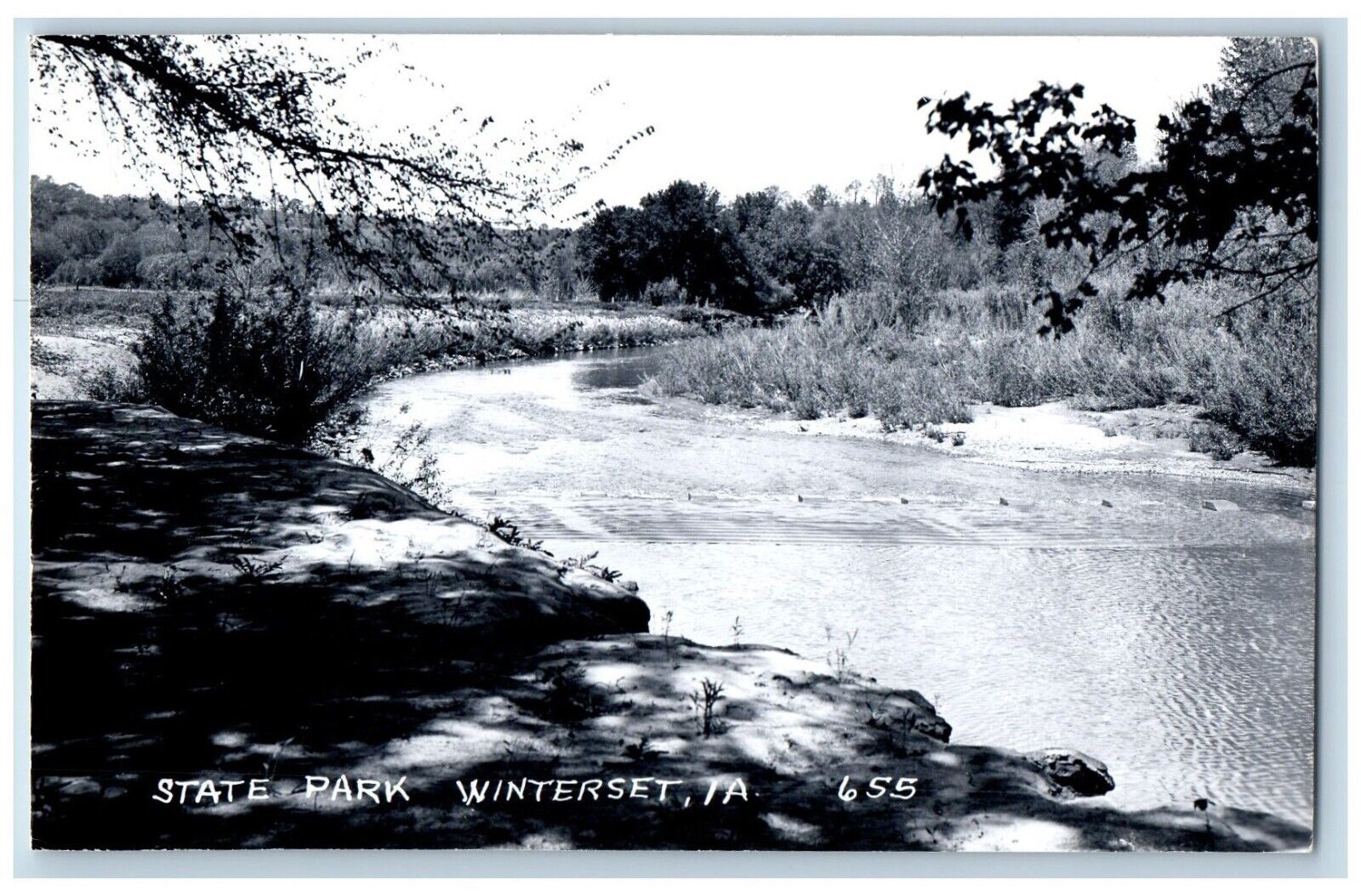 Winterset Iowa IA Postcard RPPC Photo State Park River View c1950's Vintage