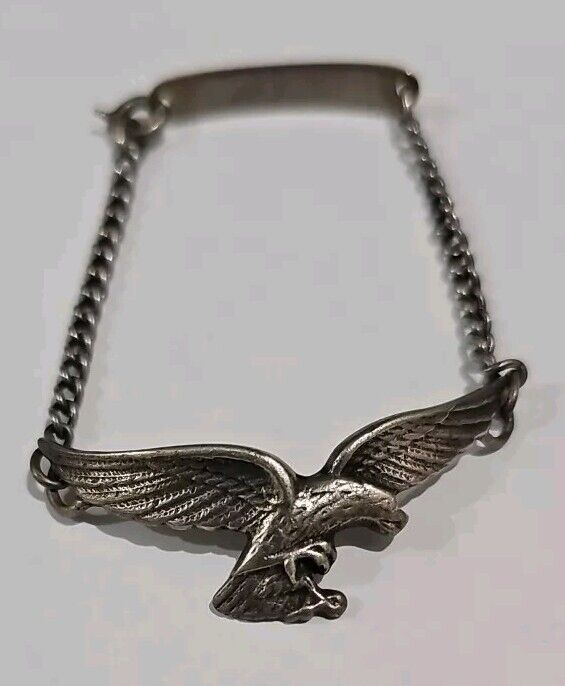 WW2 GERMAN LUFTWAFFE Eagle Badge Sweetheart Bracelet WWII MILITARY .900 Silver