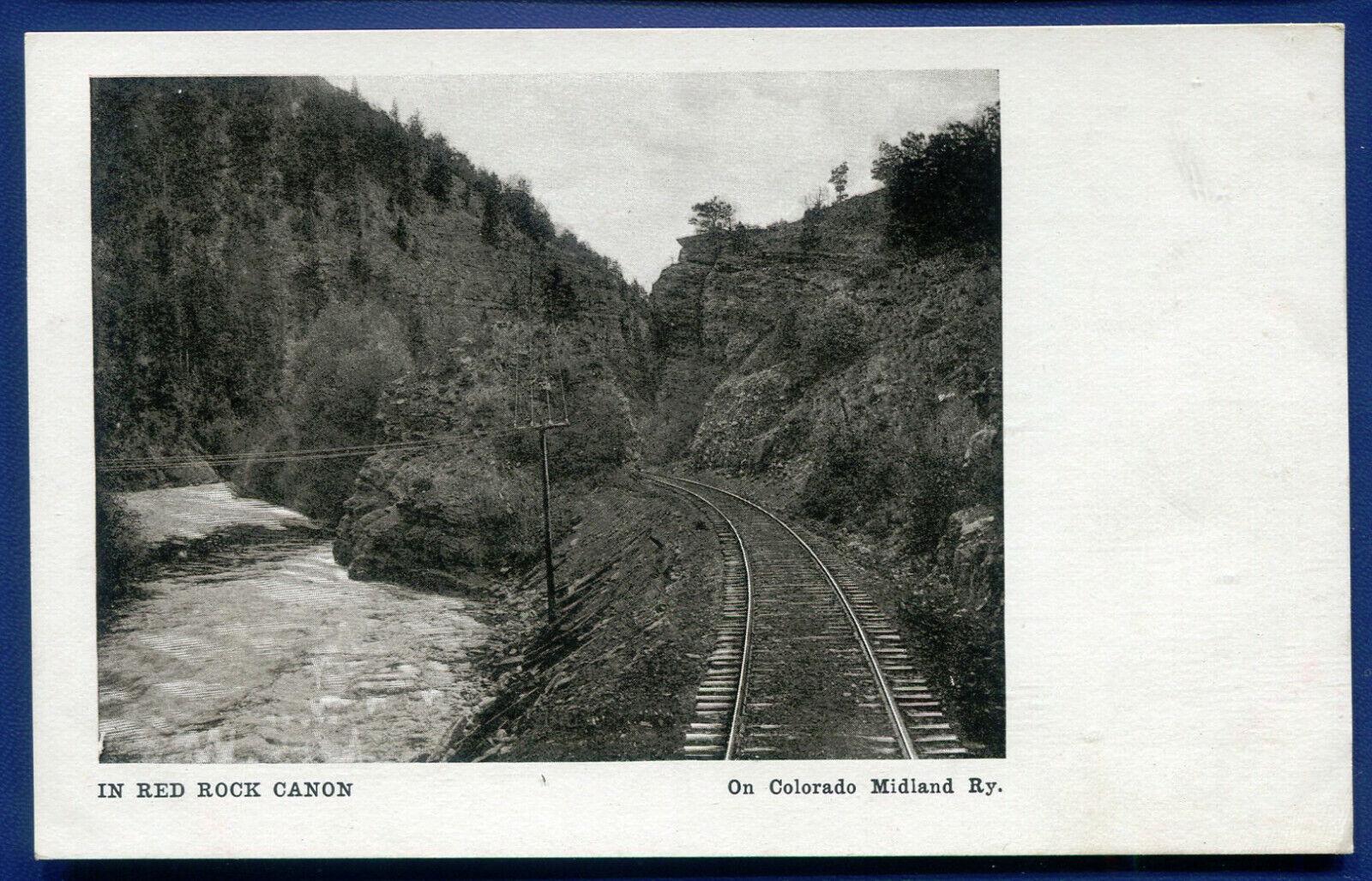 In Red Rock Canon on Colorado Midland Railway railroad old postcard