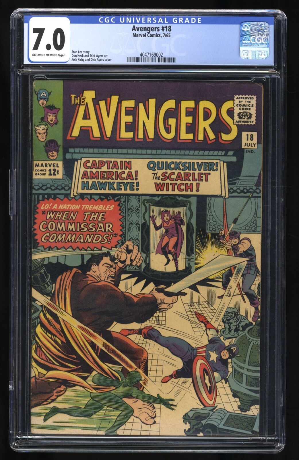 Avengers #18 CGC FN/VF 7.0 Jack Kirby Cover Stan Lee and Don Heck Marvel 1965