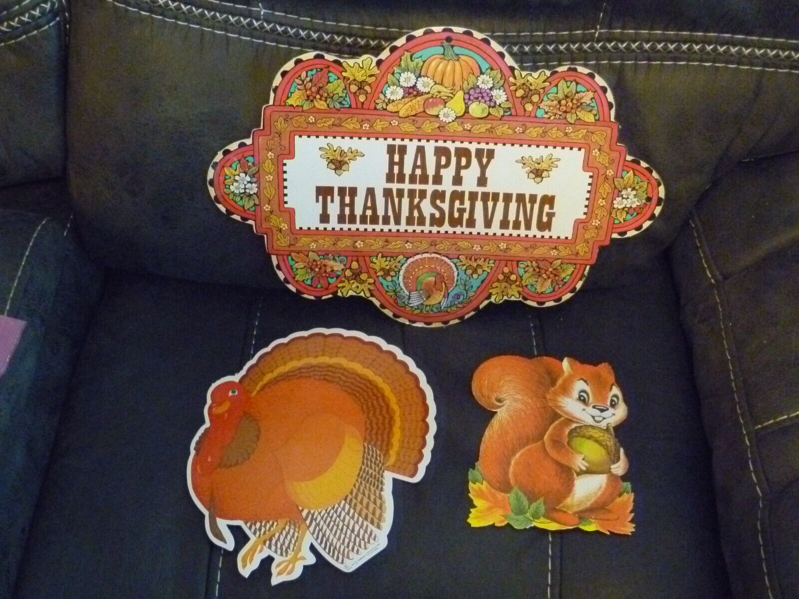 Lot of 3 Vintage Thanksgiving Cut-out Decorations