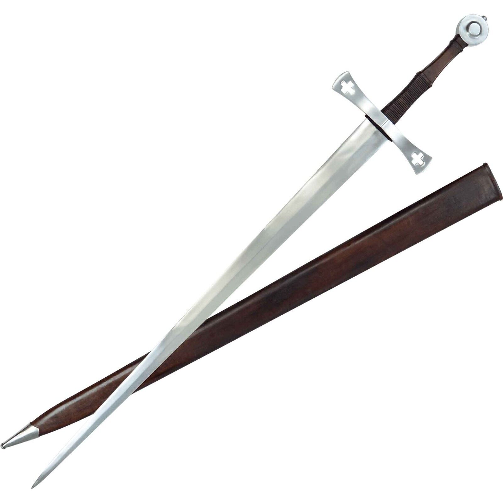 Two Handed Medieval Long Sword / Battle Ready Sword with wooden Scabbard