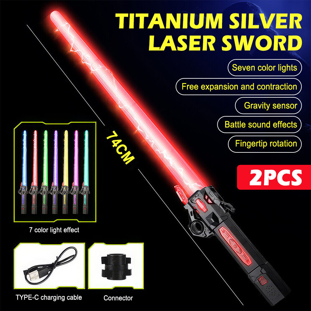 2Pcs Lightsaber Light Up Saber 7 Colors Changeable LED Light Saber Light Sword