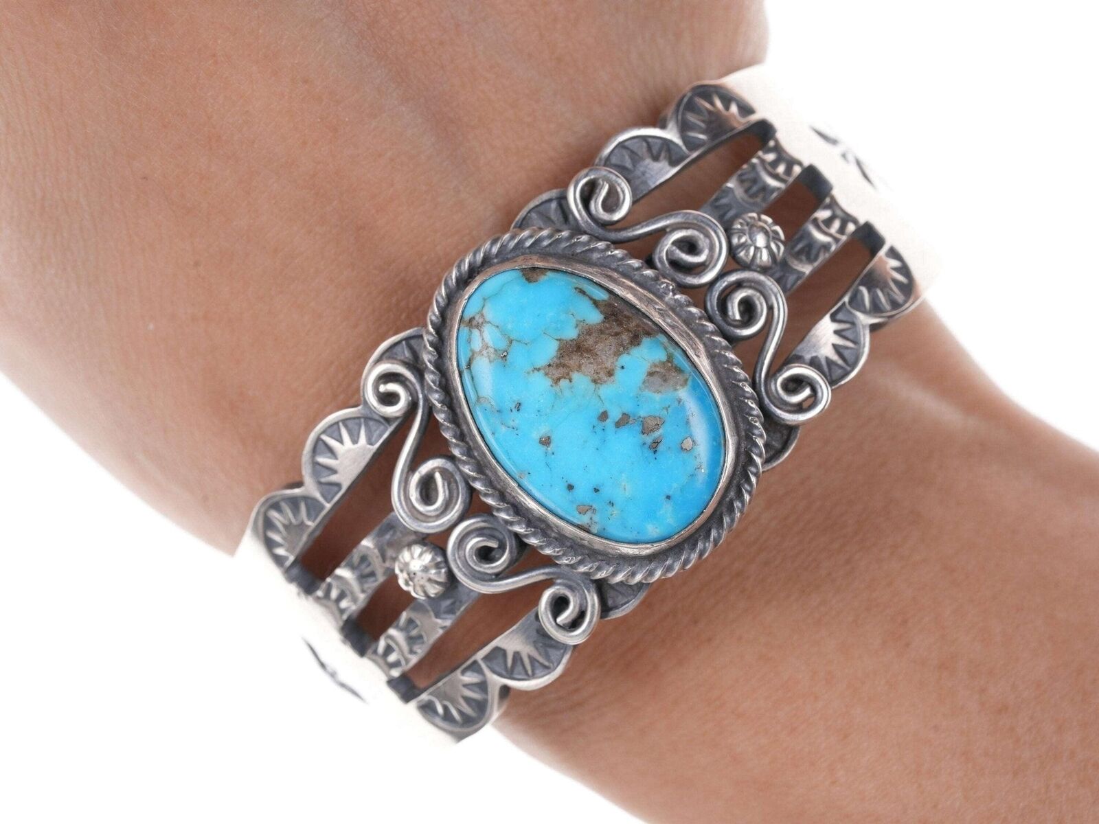 Robert Johnson Navajo Sterling silver turquoise bracelet