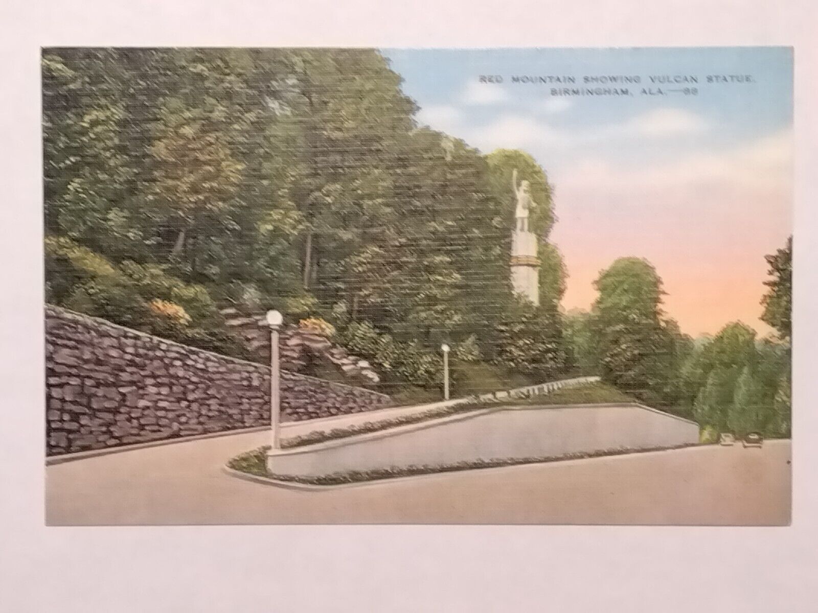 Red Mountain. Showing Vulcan Statue Birmingham Alabama Postcard