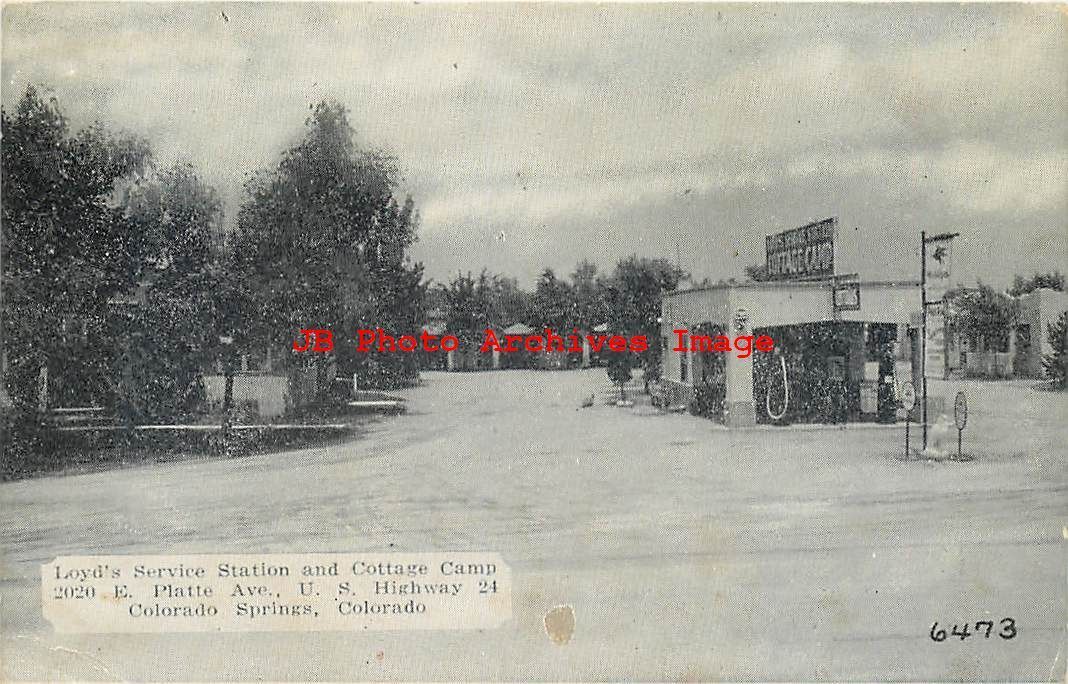CO, Colorado Springs, Colorado, Loyd\'s Mobilgas Service Station & Cottage Camp