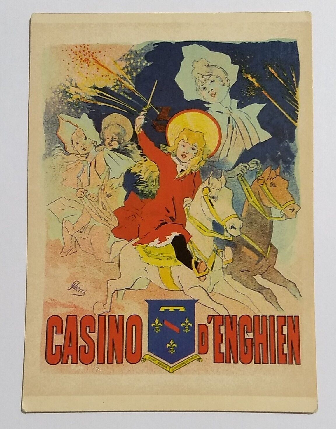 Casino D'Enghien by Jules Cheret 1890 Art Nouveau Poster Reproduce 1984 Postcard