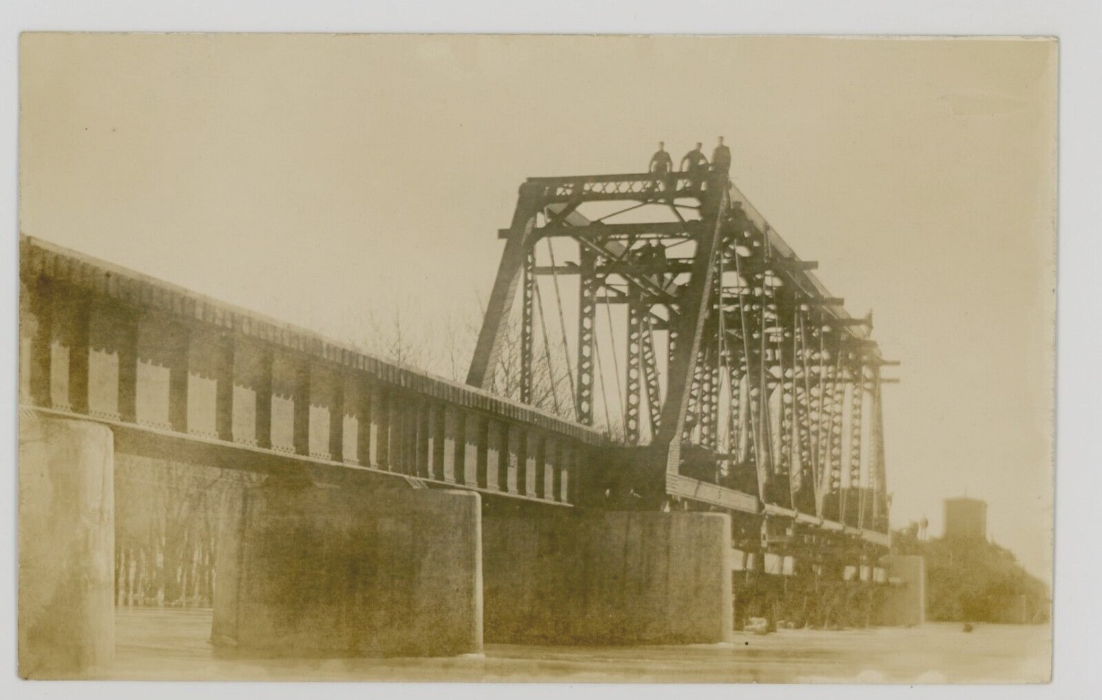 Railroad Bridge Construction Workers RPPC Postcard1908-12 Nebraska? Illinois?