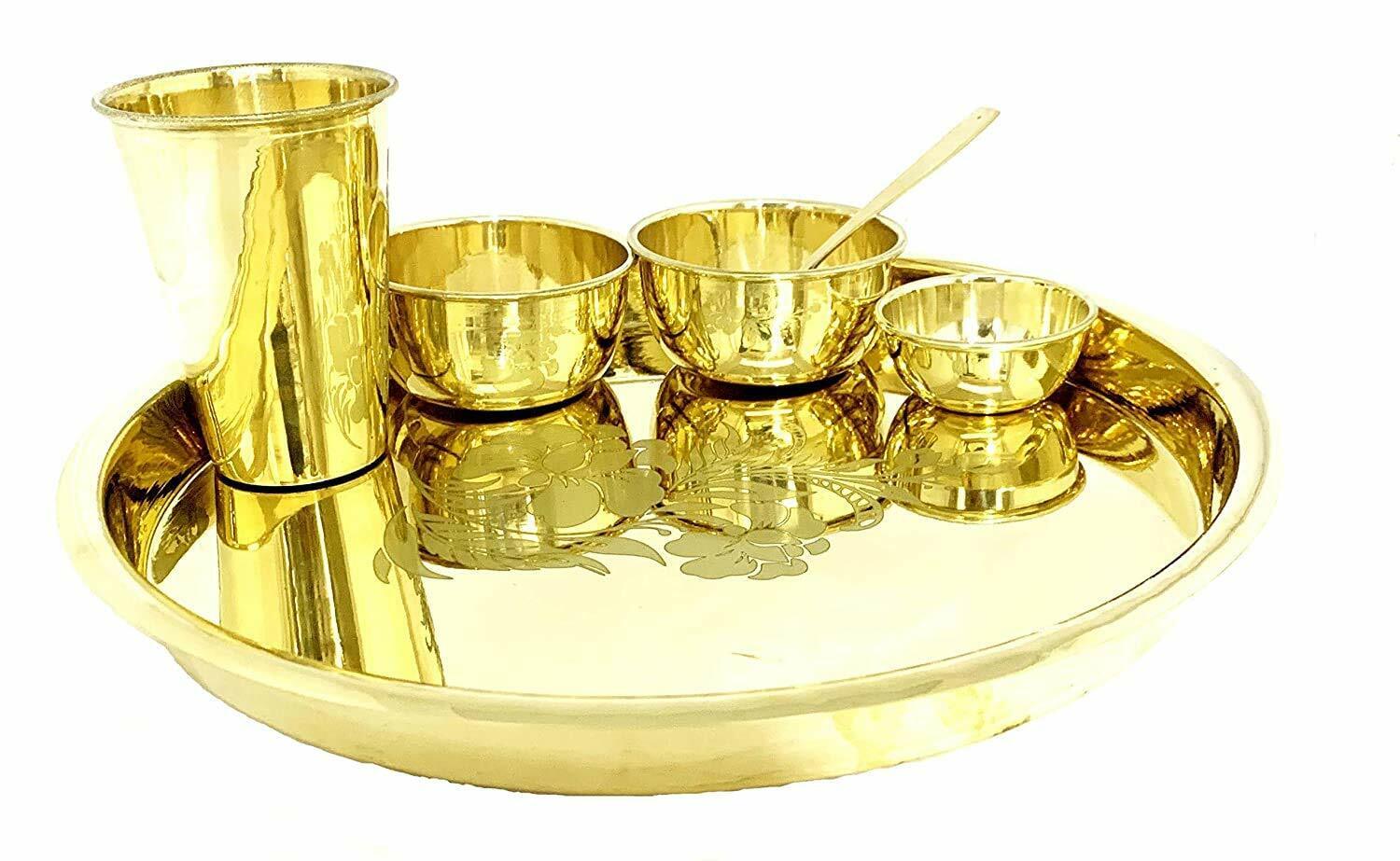Brass Pooja Thali Set (6 Items Set)