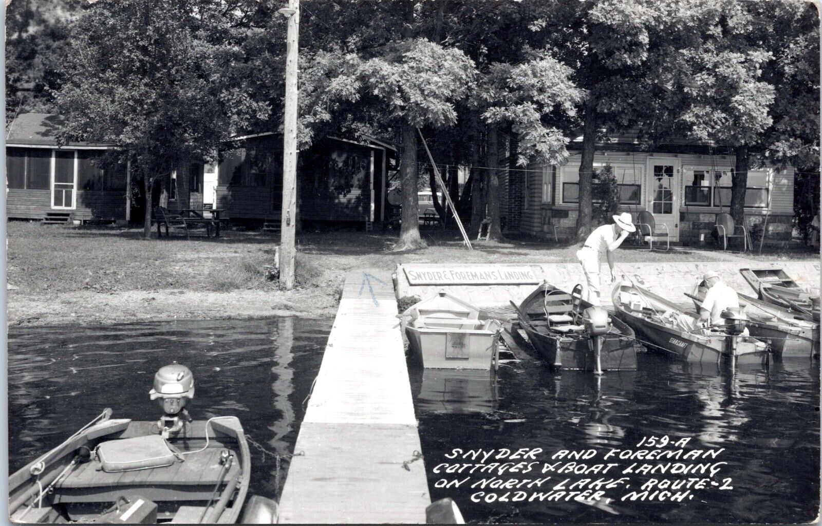 RPPC Snyder, Foreman Cottages, Boat Landing, Coldwater Michigan - Photo Postcard