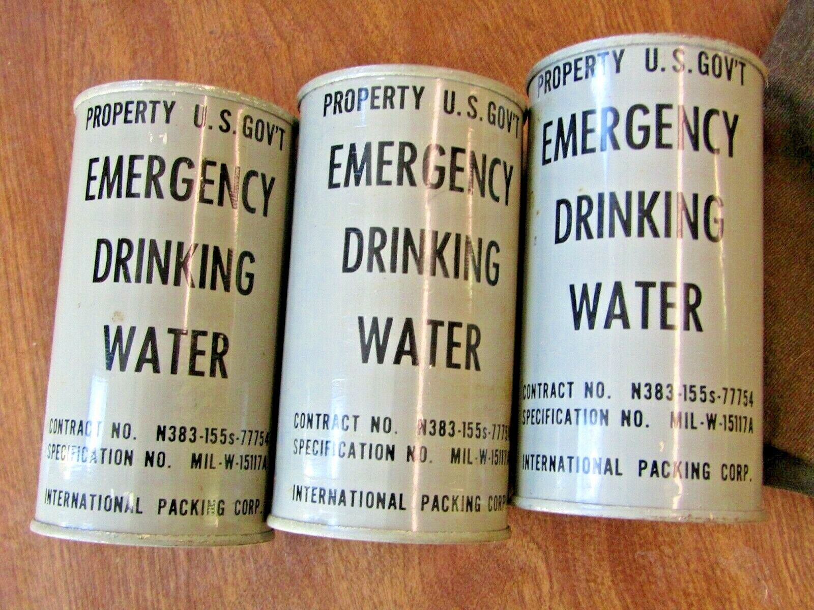 U.S. MILITARY LIFE BOAT / RAFT RATION WATER, UNOPENED CAN VINTAGE SURVIVAL WW2