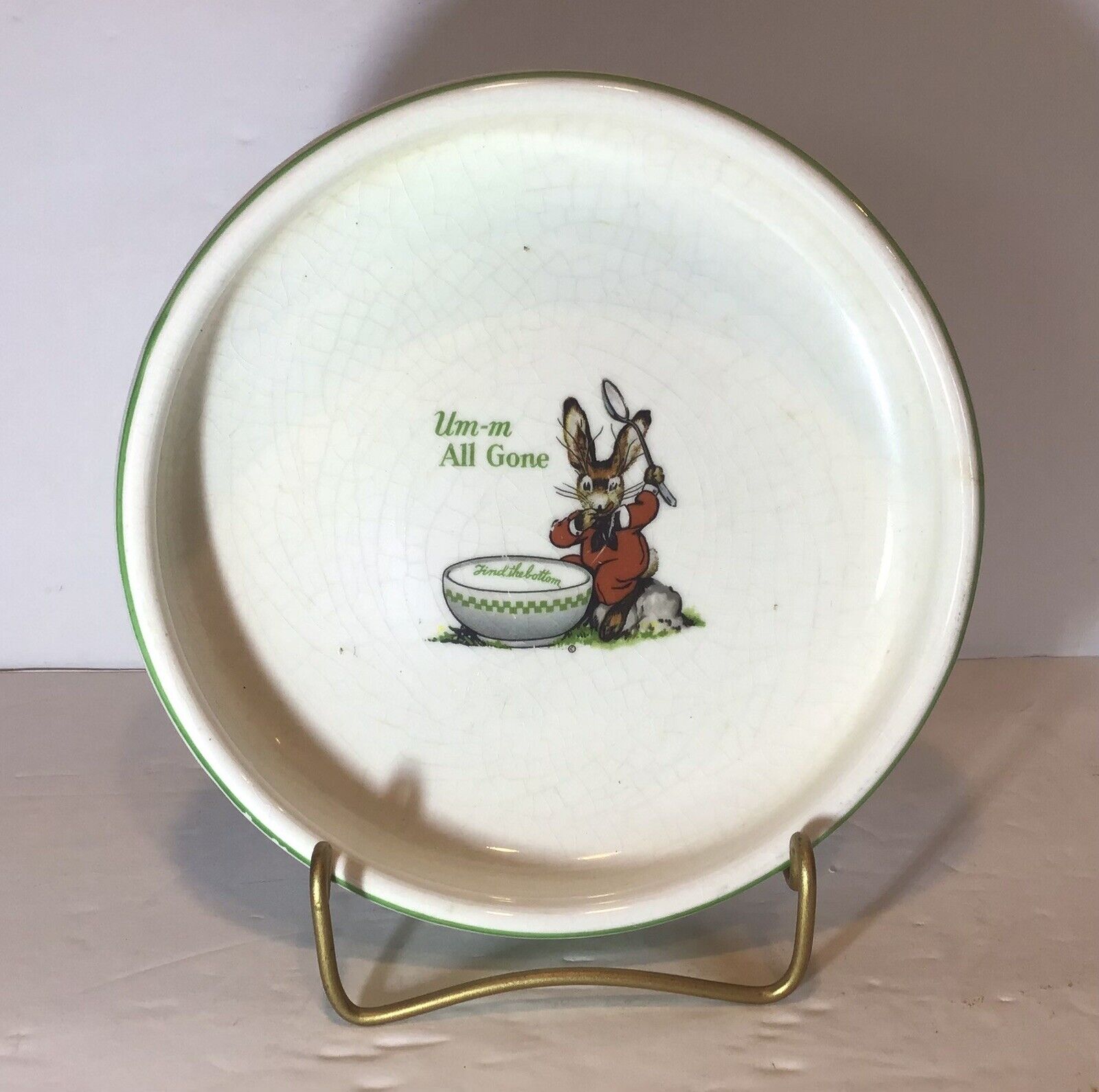 Vintage Ralston Purina 1925 St. Louis Child’s Dish “Find The Bottom” Bunny 6.5”