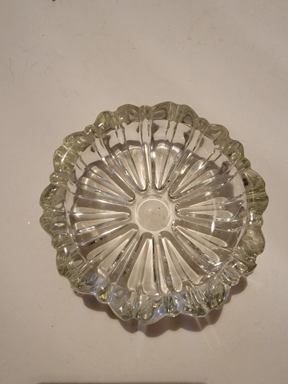 Vintage Cut Glass Crystal Ashtray Dish 1950s 