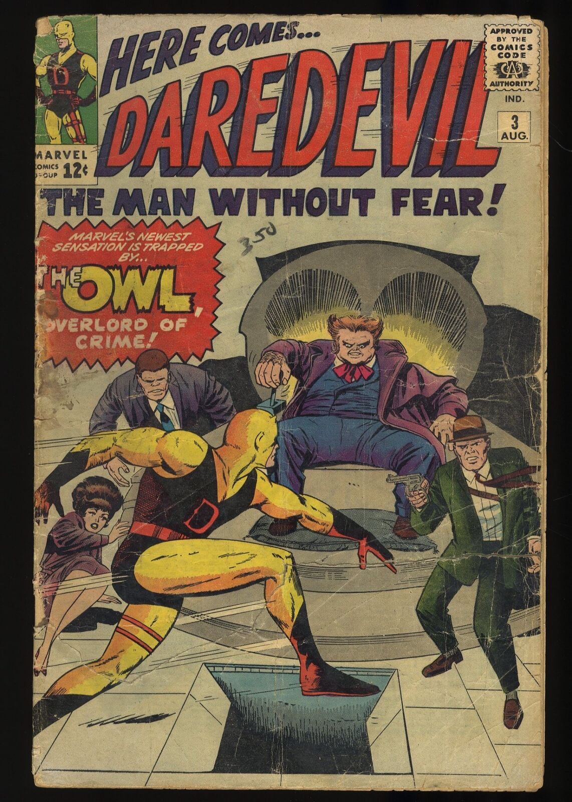 Daredevil #3 FA/GD 1.5 1st Appearance and Origin of the Owl Marvel 1964