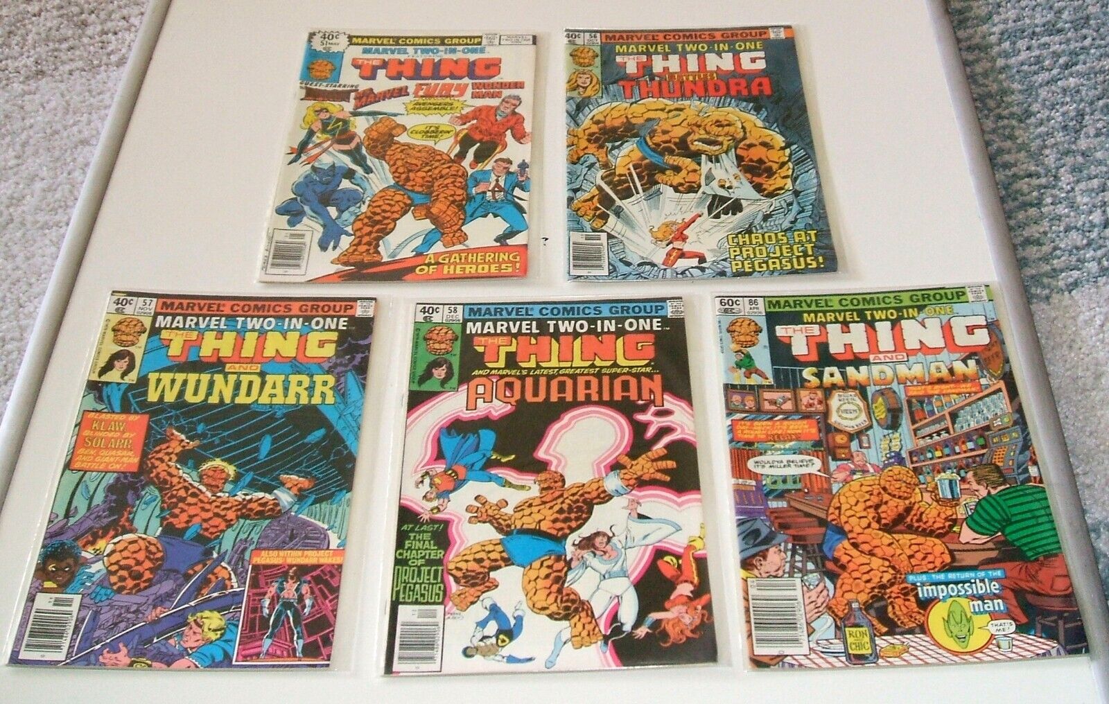 Marvel Comics Group Two-in-One The Thing Lot of 5 #51  #56 #57 #58 #86