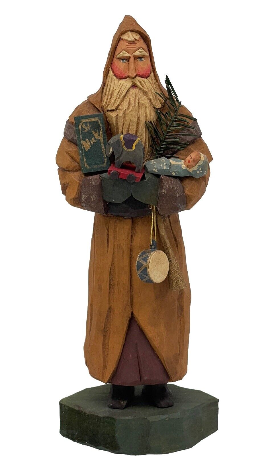 Vintage V&S Rawson Hand Carved Santa Claus Christmas Tree Gifts ‘92 Figurine 10”