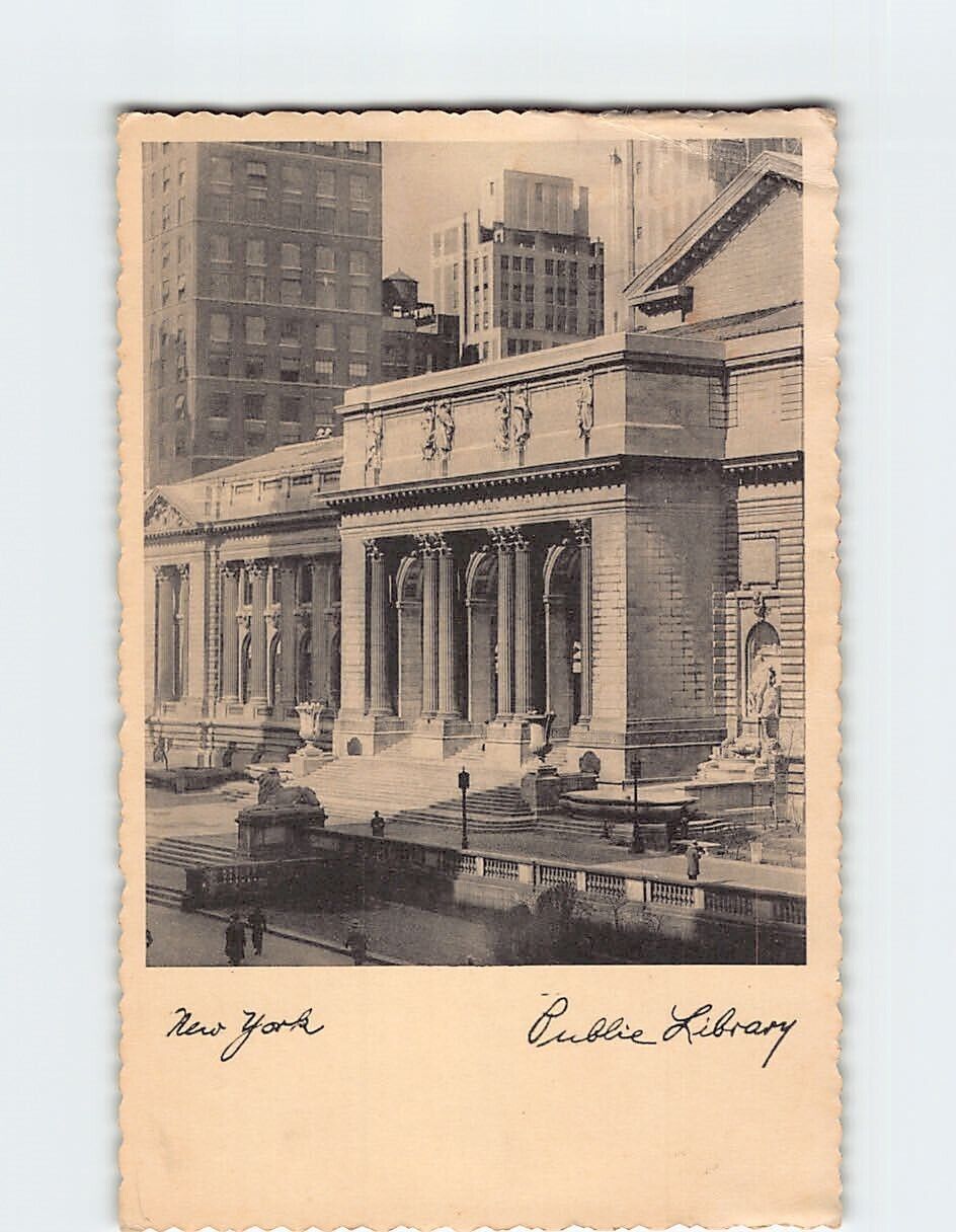 Postcard Public Library New York City New York USA